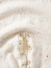 SHEIN Babygirl 可爱心形图案长袖毛衣连体衣，秋冬 - 米色 - 查看 7