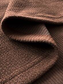 Elenzga Vestido de talla grande para mujer, elegante y romántico, con parches de tela, cuello alto, ajustado a la cintura y con bajo de cola de pez, para primavera/otoño - Café integral - Ver 7