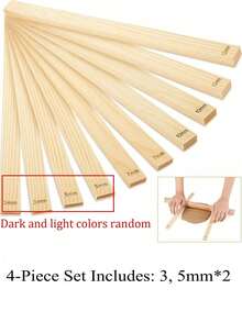Dụng cụ và vật tư làm gốm - Bộ dụng cụ làm gốm sứ thủ công bằng gỗ, que cán đất sét, thanh định hình độ dày đất sét polymer, con lăn cán và dụng cụ tạo hình bằng tay, bộ dụng cụ làm gốm và điêu khắc - Con lăn đất sét bằng gỗ, thanh dẫn hướng và chốt để kiểm soát độ dày chính xác. - Nhiều màu - Xem 16