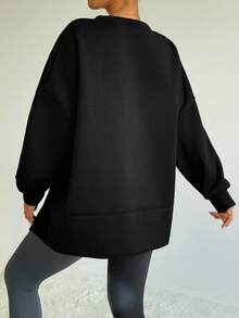 Dewbera 女式休闲印花圆领长袖运动衫 - 黑色 - 查看 6