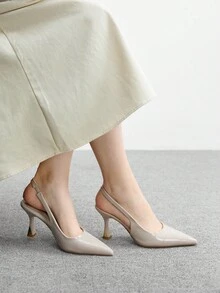 CUCCOO BIZCHIC 尖头细高跟露背杏色性感时尚通勤办公室女士百搭女士高跟鞋 - 杏色 - 查看 4