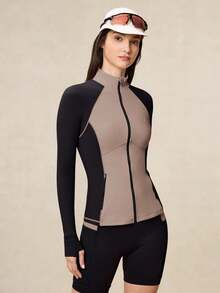 OutZeal 女士健身服运动夹克普拉提套装撞色紧身运动上衣 - 彩色 - 查看 5