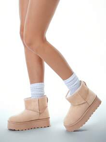 Solezae Sepatu Bot Ankle Platform Klasik Kasual dan Nyaman untuk Wanita, Cocok untuk Cuaca Hangat - Khaki - View 6