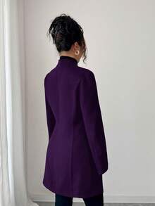 SHEIN Tall 女士休闲立领修身夹克 - 紫色 - 查看 2