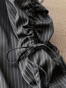 GlowEve Women's Casual Commuter Striped Long Sleeve Shirt, Autumn - Black - View 4