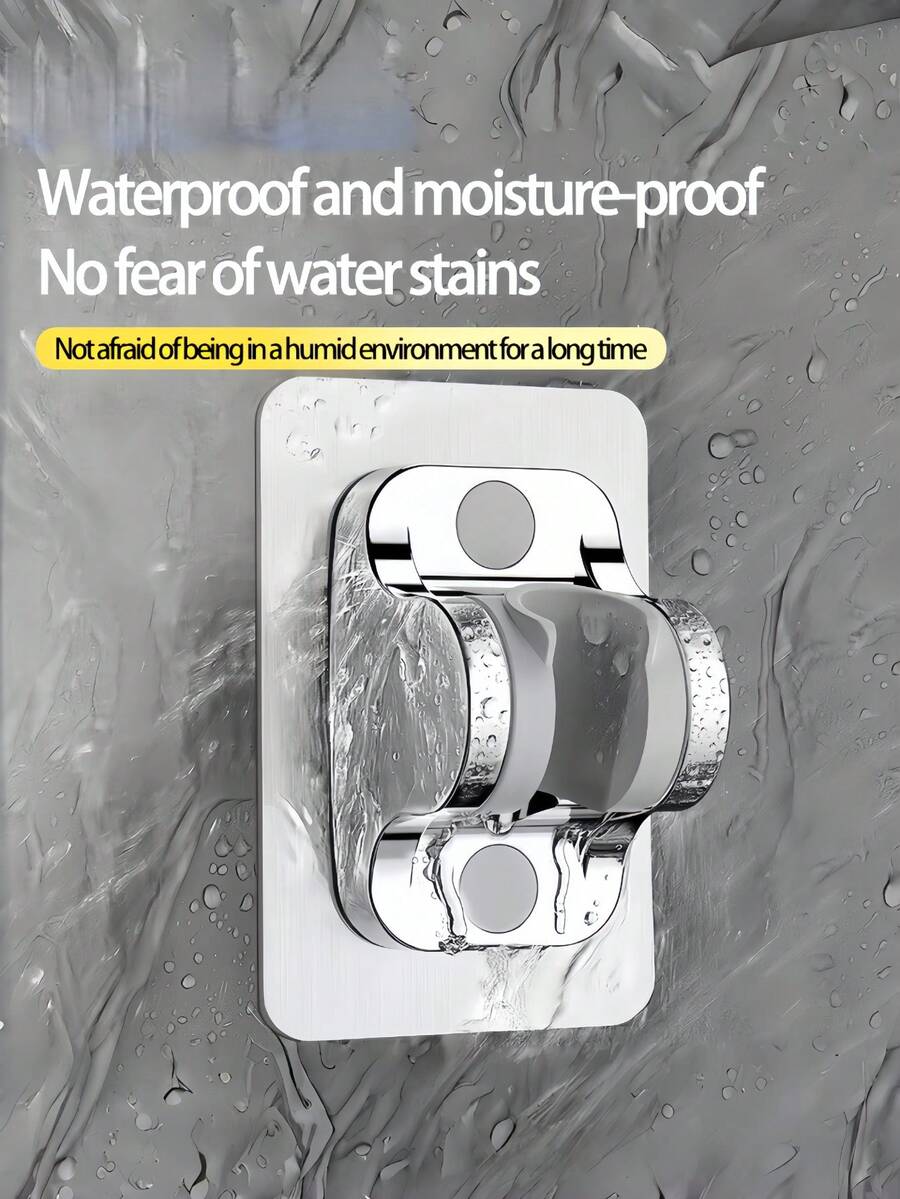 1 件可调节淋浴喷头支架，可拆卸壁挂式淋浴架，通用免打孔淋浴支架，浴室免钻固定底座，带吸盘的不锈钢淋浴收纳架，强力抓握收纳盒