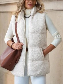 Solivie Women's Casual Solid Color Vest Jacket, Autumn/Winter