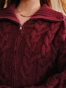 Arave Women's Fashion Zipper Half-Placket Cardigan Sweater