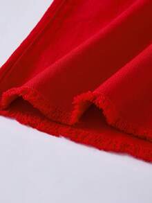 Tween Girls Casual Basic Comfortable Elegant Fresh Wide Leg Loose Fit Pure White Jeans Red Wide Leg Pants Red Pants