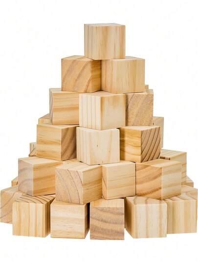 Unfinished Wooden Blocks 1 Inch, Natural Craft Wooden Square Blanks, Regular Wooden Blocks For Cubes, Small Wooden Blocks For Arts And Crafts, DIY, Photo Blocks(1.18/0.98/0.39in)