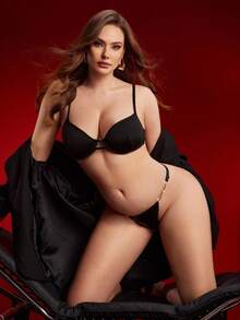 EmpressEnvy 女式闪亮 PU 皮革链饰性感黑色朋克丁字裤 - 黑色 - 查看 3