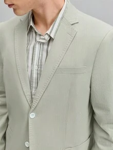 OFFICEAU Men's Spring/Autumn Lapel Neck Long Sleeve Green Casual Business Blazer Jacket, Suitable For Banquet, Events, Outings - Green - View 7