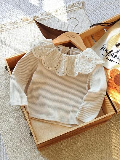 Vintaside Kids Babygirl 婴幼儿蕾丝翻领长袖简约百搭西式上衣，适合温和天气，非常适合在凉爽的月份保持宝宝温暖，实用又时尚，适合日常穿着