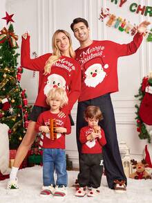 Manfinity RelaxMax 男士休闲圣诞图案毛衣，秋冬 - 紅色 - 查看 1