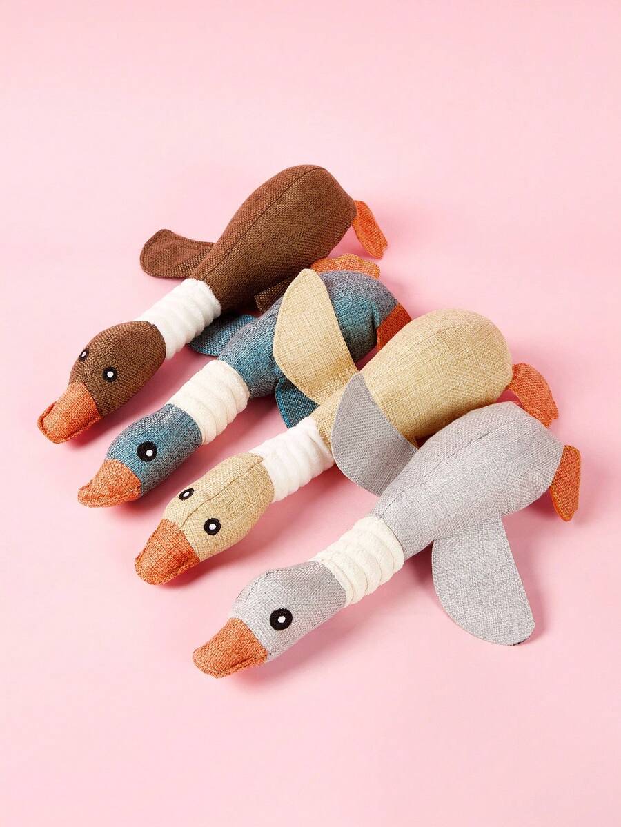 PETSIN 1 件野鹅形状毛绒宠物玩具 - 吱吱叫的狗互动玩具，适合幼犬和小型犬的柔软咀嚼礼物