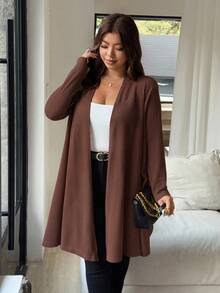 Vionelle 大码休闲度假针织开衫 - 咖啡棕 - 查看 4