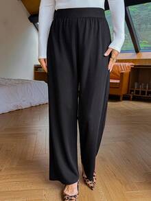 Livesso Women's Straight Leg Soft & Comfortable Ankle Length Pants - Black - View 3