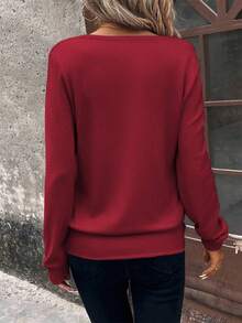 EMERY ROSE Women's New Arrival Christmas Element Graphic Print Casual Pullover Sweatshirt, Autumn/Winter - Multicolor - View 2