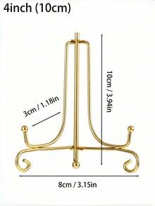 1件装工艺折叠支架书架照片底座碗相框黑色金色铁艺盘架展示画架三角形铁艺支架茶点相框盘底座 - 彩色 - 查看 2