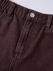 SHEIN Tween Boy Distressed Individuality Simple All-Match Versatile Full Horse Ripped Fashionable Street Funny Wind Comfortable Straight Leg Jeans - Coffee Brown - View 8