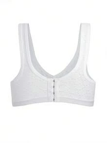 DesireSculpt 1 件女士简约纯色无钢圈文胸 - 白色 - 查看 3