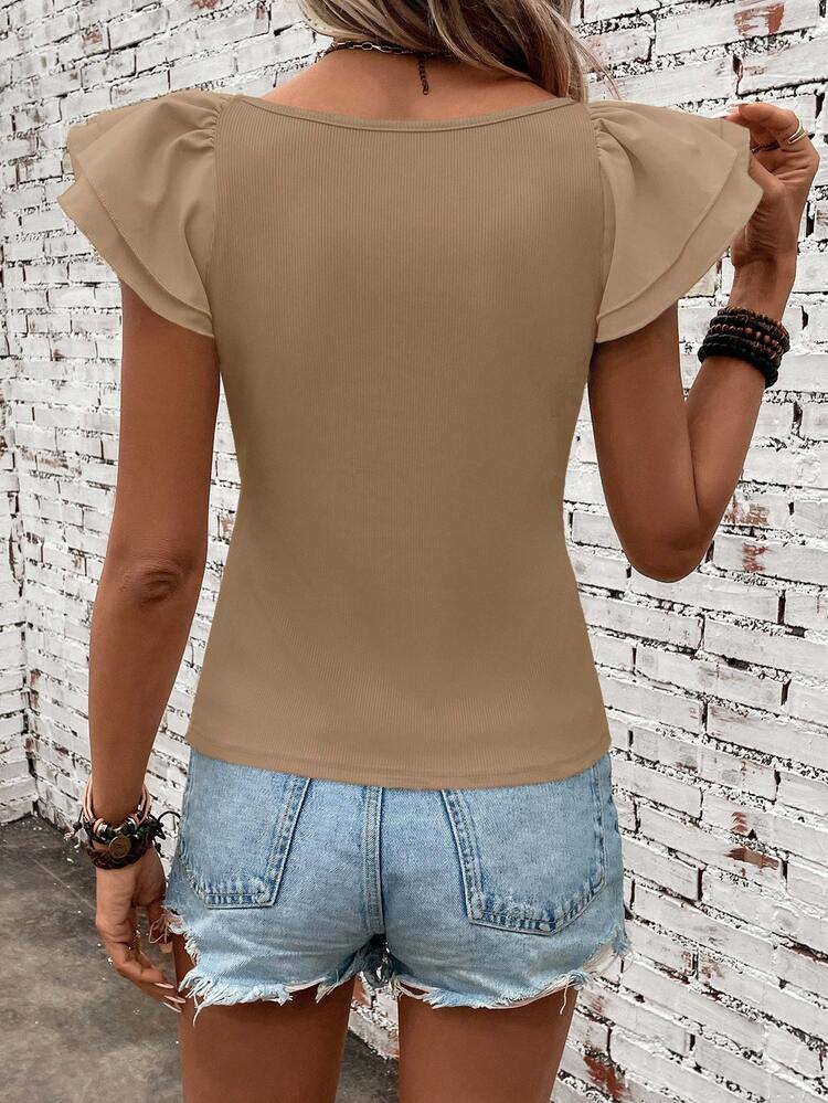 Solid Butterfly Sleeve Tee