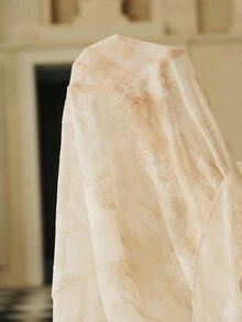 Anewsta Savoree 2件套荷叶边下摆优雅A字裙套装，春秋 - 杏色 - 查看 8