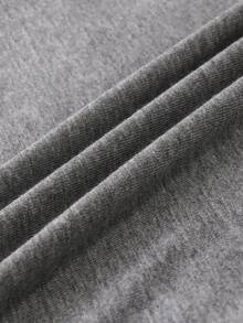 INAWLY Kaos Kasual Wanita Musim Panas Warna Polos Leher Bulat Lengan Pendek - Dark Grey - View 7