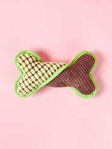 PETSIN 1pc Multi-Colored Bone Shaped Plush Dog Chewing And Teeth Grinding Toy – Built-In Sound Generator For Self-Entertainment, Soft Boredom Relief For Puppies, Pet Use Only - Multicolor - View 12