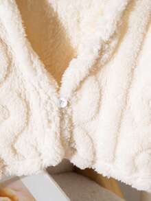 Baby Girls' Casual All-Match Versatile Homewear & Outerwear, Ribbed Knit Striped Fleece Cardigan, Autumn/Winter - Apricot - View 7