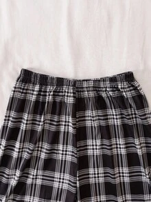 2 件经典格子印花青少年男孩睡裤，舒适休闲裤