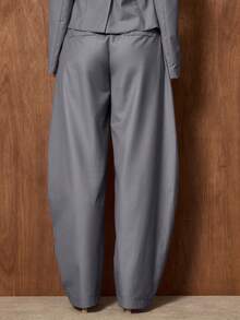 MUSERA Mid Waist Balloon Loose Fit Pleated Trousers Only Cute Date Night Going Out Autumn Fall  Night Out Work Clean Cut  Winter Party - Grey - View 4