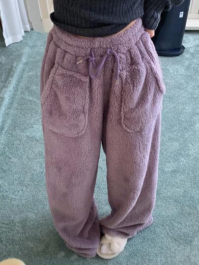 DAZY 女士加厚纯色抓绒家居裤，冬季蓬松款