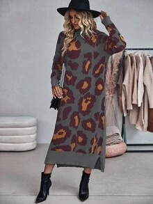 EMERY ROSE Váy len cổ lọ phối màu đơn giản dành cho nữ, Thu/Đông - Nhiều màu - Xem 5