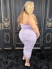 Hourglow Vestido Drapeado Bodycon Plus, Vestidos de Aniversário para Mulheres