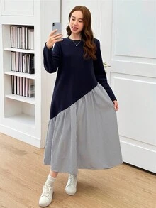 SHEIN 2件套少女针织毛衣和连衣裙套装 - 藍白色 - 查看 6