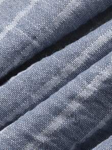 DAZY 女士优雅条纹立领灯笼袖衬衫，秋季长袖上衣，端庄时尚 - 藍色 - 查看 8