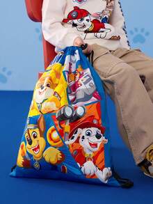 SHEIN | PAW Patrol 1pc Cartoon Rubble, Skye, Chase, Pattern Drawstring Backpack, Adjustable Shoulder Strap, Gym Bag, Canvas Backpack, Casual Bag, Travel Bag, Sports Beach Bag, Unisex, Back To School - Blue - View 2
