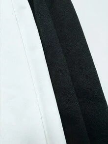 Zolique طقم قطعتين كاجوال للنساء يتكون من ملابس علوية بياقة مربعة وأكمام طويلة وبنطال - الأسود - مشاهدة 6