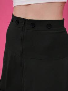 COUREZ 梭织气球拉链工装中长裙 /Y2K 出门女装可爱春季哥特风 - 黑色 - 查看 7