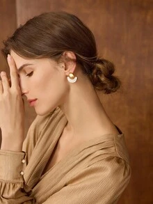 MOTF PREMIUM 女士耳钉 - 金黃色 - 查看 2