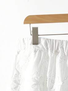 Regalyn 大码女式休闲刺绣镂空荷叶边下摆阔腿裤