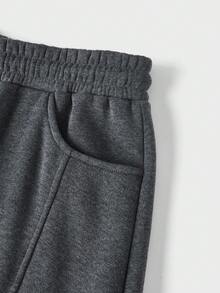 EASEVO Plus Size Men's Solid Color Casual Sweatpants, Deep Gray, No Print, With Back Pocket - Dark Grey - View 6