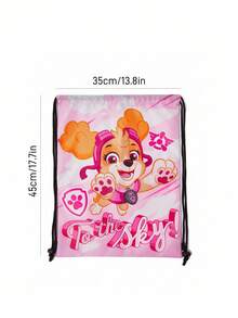 SHEIN | PAW Patrol 1pc Cartoon Pattern Drawstring Backpack, Adjustable Shoulder Strap, Gym Bag, Canvas Backpack, Casual Bag, Travel Bag, Sports Beach Bag, Unisex, Skye, Back To School , Pink
