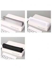 1/2/3个装极简透明网眼铅笔盒，学生考试用品收纳袋，迷你方形收纳袋，返校季必备，学习用品，铅笔袋，书包 - 黑色 - 查看 9