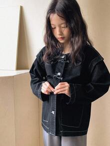 Dazy Kids Girls Denim Jacket And Coat, Fall Outfits - Blue - View 3