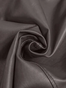 MOTF PREMIUM WOMEN'S PU LEATHER FOLD PLEATED A-LINE SKIRT - Grey - View 7