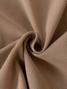 幼儿男童华夫格卡通熊耳印花棕色家居服，秋冬款 - 棕色 - 查看 5