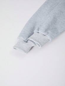Tween Girls Casual Chic High-Quality Letter Graphic Stand Collar Zip-Up Sweatshirt, Warm & Comfortable For Daily, School, Street Wear, Spring/Autumn/Winter - Light Grey - View 5