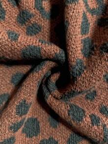 SHEIN Tall 时尚豹纹圆领女式针织开衫背心 - 彩色 - 查看 6